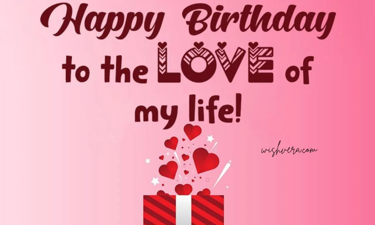 Romantic birthday scene with a girlfriend, birthday cake, red roses, gift, and “Birthday Wishes for Girlfriend: 200+ Sweet Messages